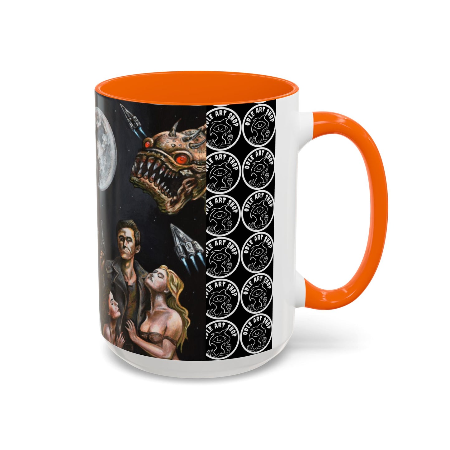 Space Adventure Coffee Mug - Retro Sci‑Fi Crew & Alien Monsters
