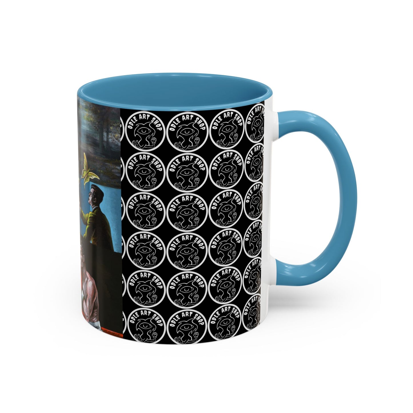 Literary Classics Collage Accent Coffee Mug — Boxing, Butterflies & Dark Forest Art (11/15oz)