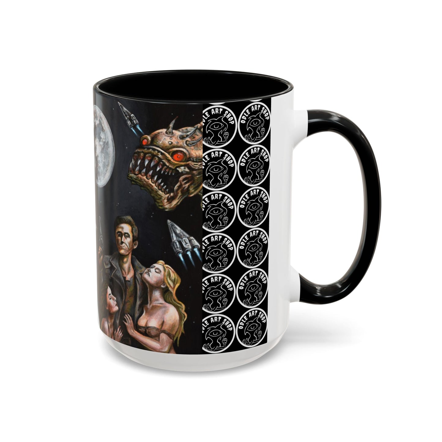 Space Adventure Coffee Mug - Retro Sci‑Fi Crew & Alien Monsters