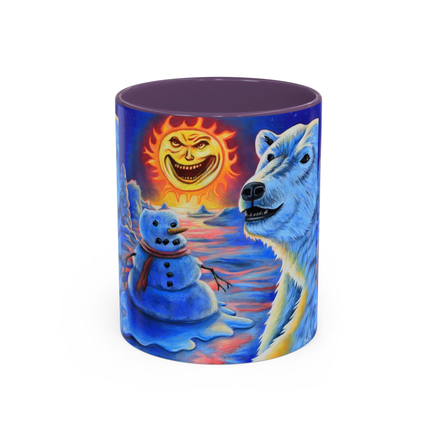 Vibrant Polar Art Coffee Mug | Fun Winter Beverage Cup, Holiday Gift, Unique Decor, Colorful Drinkware, Snowman Design