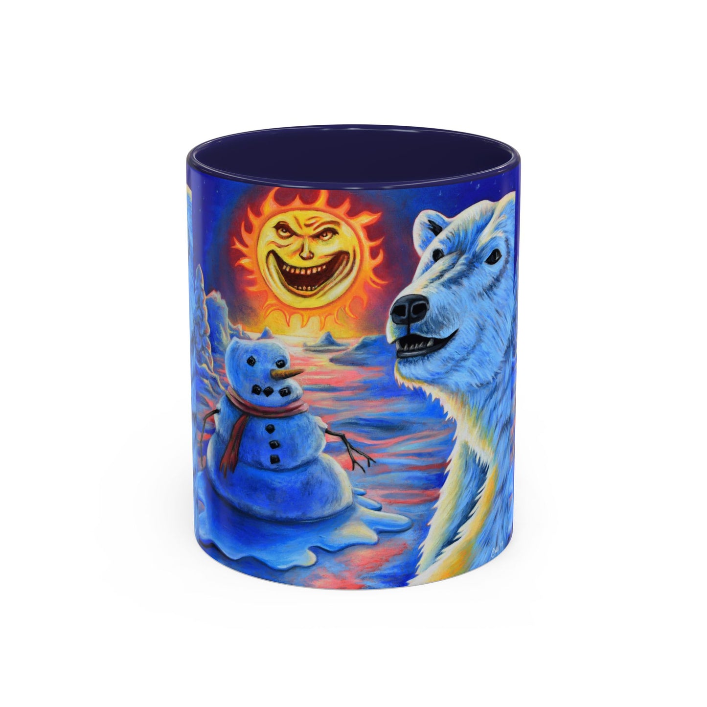 Vibrant Polar Art Coffee Mug | Fun Winter Beverage Cup, Holiday Gift, Unique Decor, Colorful Drinkware, Snowman Design
