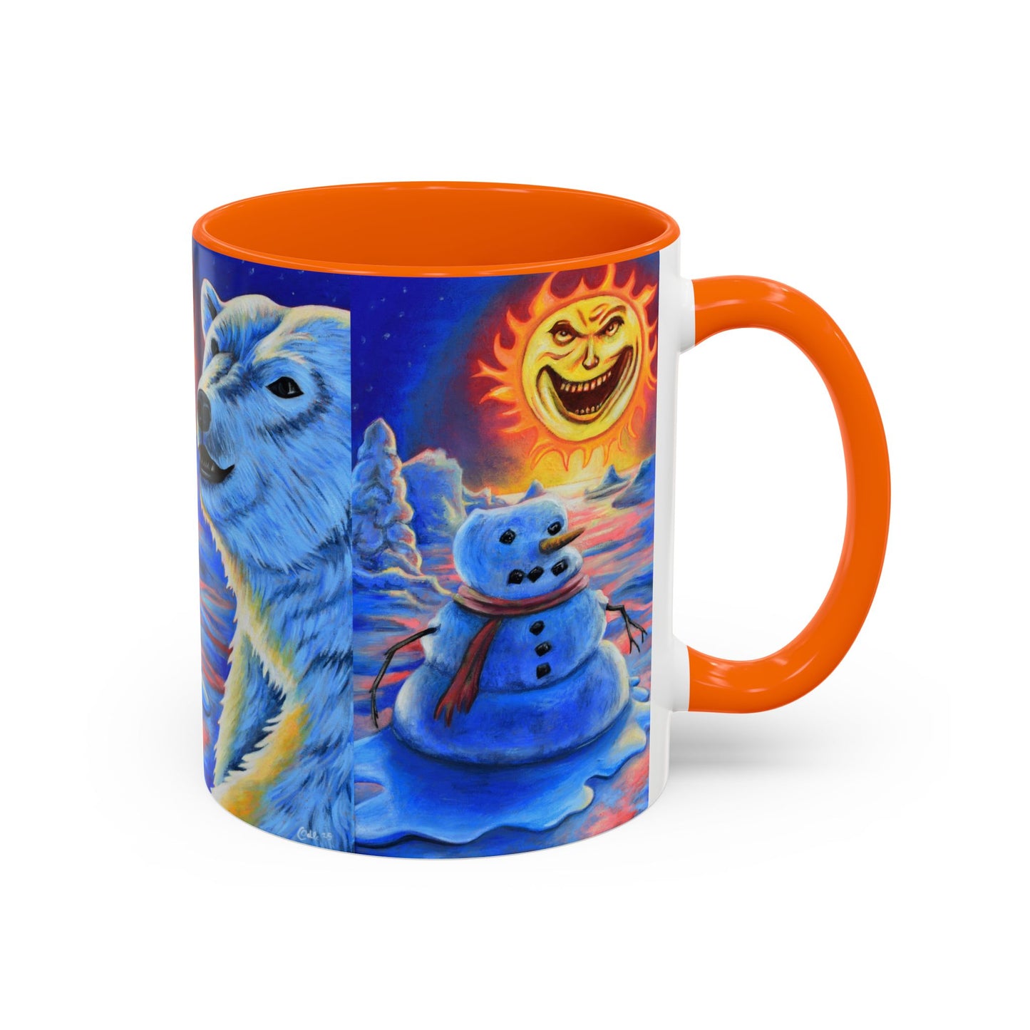 Vibrant Polar Art Coffee Mug | Fun Winter Beverage Cup, Holiday Gift, Unique Decor, Colorful Drinkware, Snowman Design