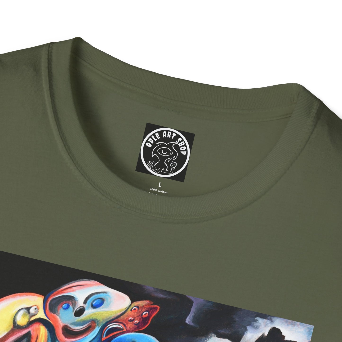 Artistic Unisex Softstyle T-Shirt with Unique Graphic Design, Casual Wear, Graphic Tee, Gift for Art Lovers, Comfortable & Stylish