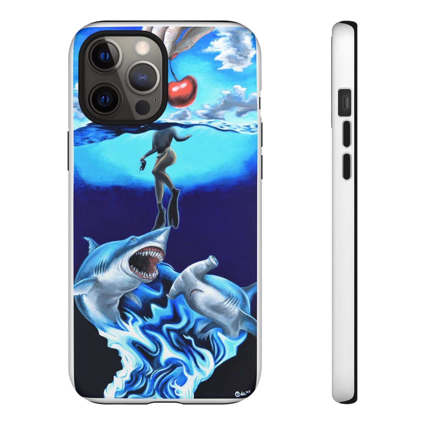Shark Art Phone Case - Tough Cases, Unique Phone Accessories, Ocean-Inspired Gift, Underwater Art, Fun Phone Cover, Beach Lover Gift