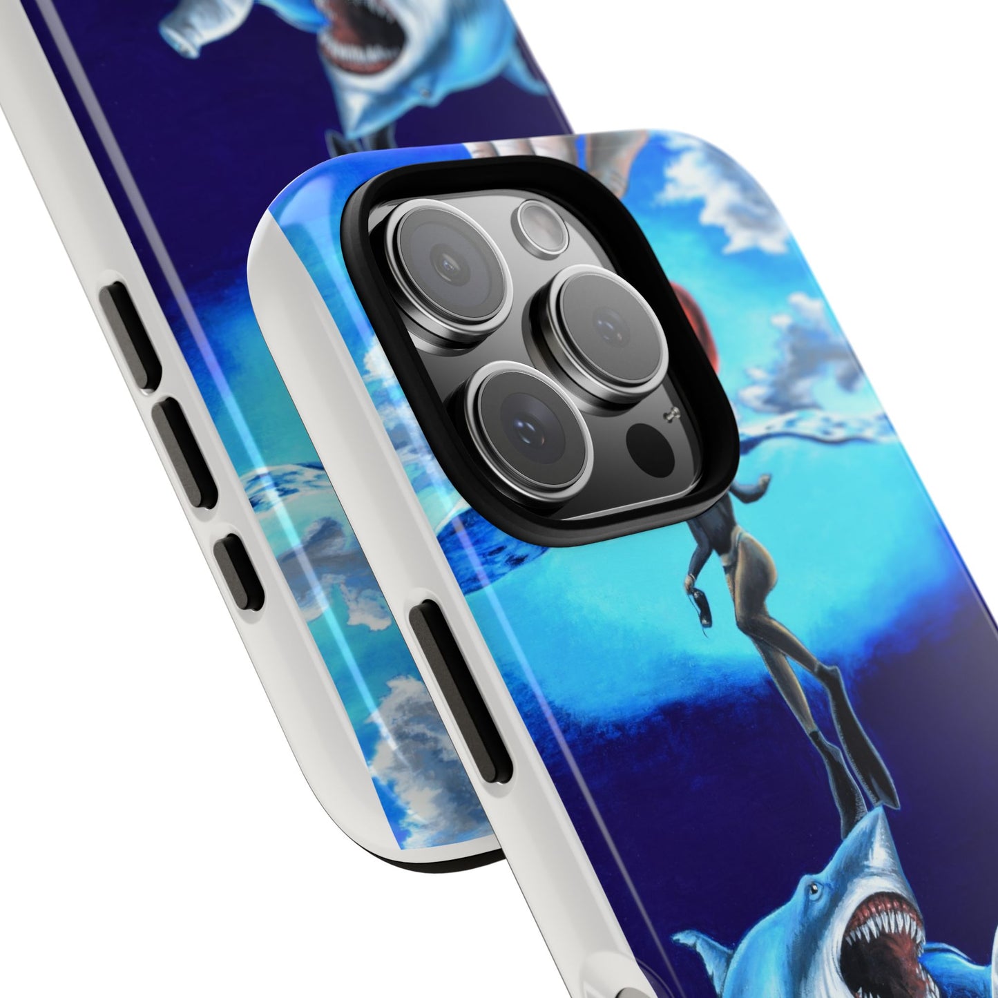 Shark Art Phone Case - Tough Cases, Unique Phone Accessories, Ocean-Inspired Gift, Underwater Art, Fun Phone Cover, Beach Lover Gift