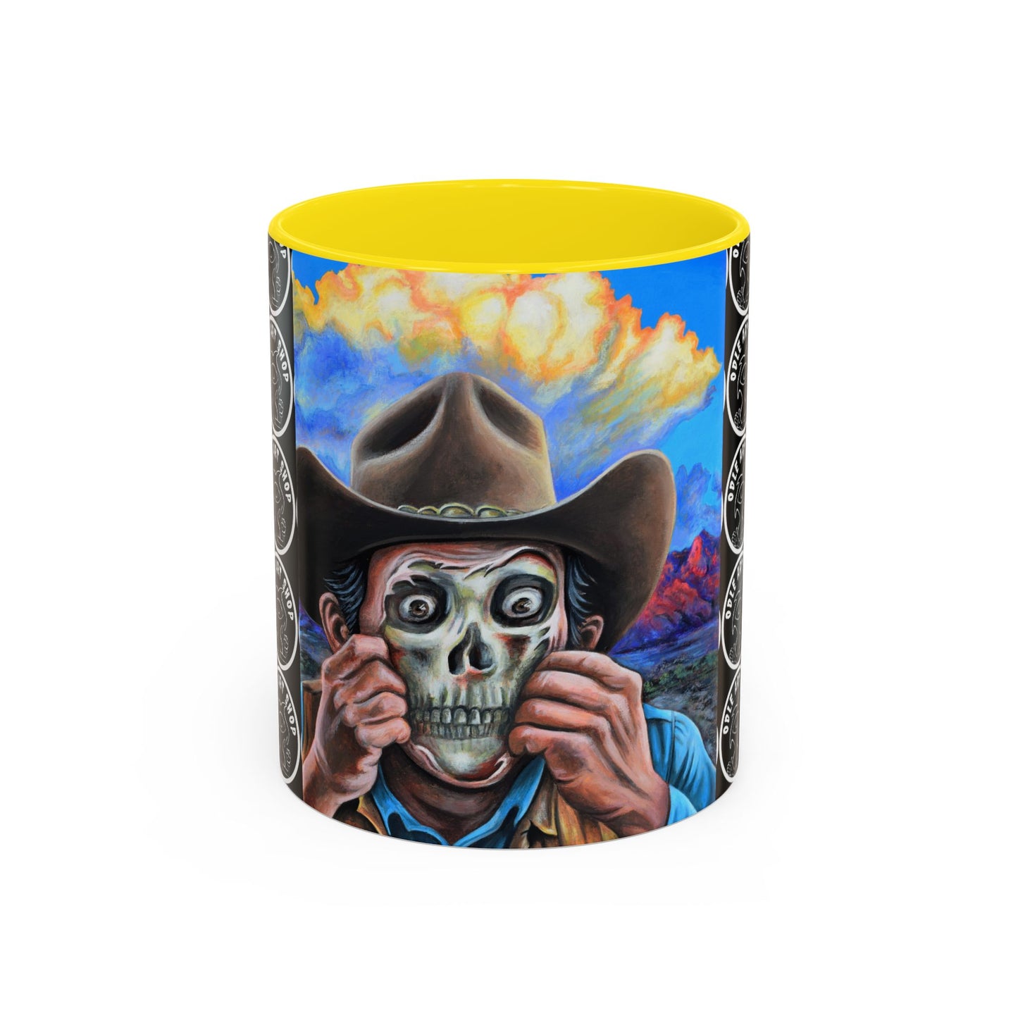 Day of the Dead Accent Coffee Mug, Colorful Skull Design Mug, Halloween Coffee Cup, Unique Art Coffee Mug