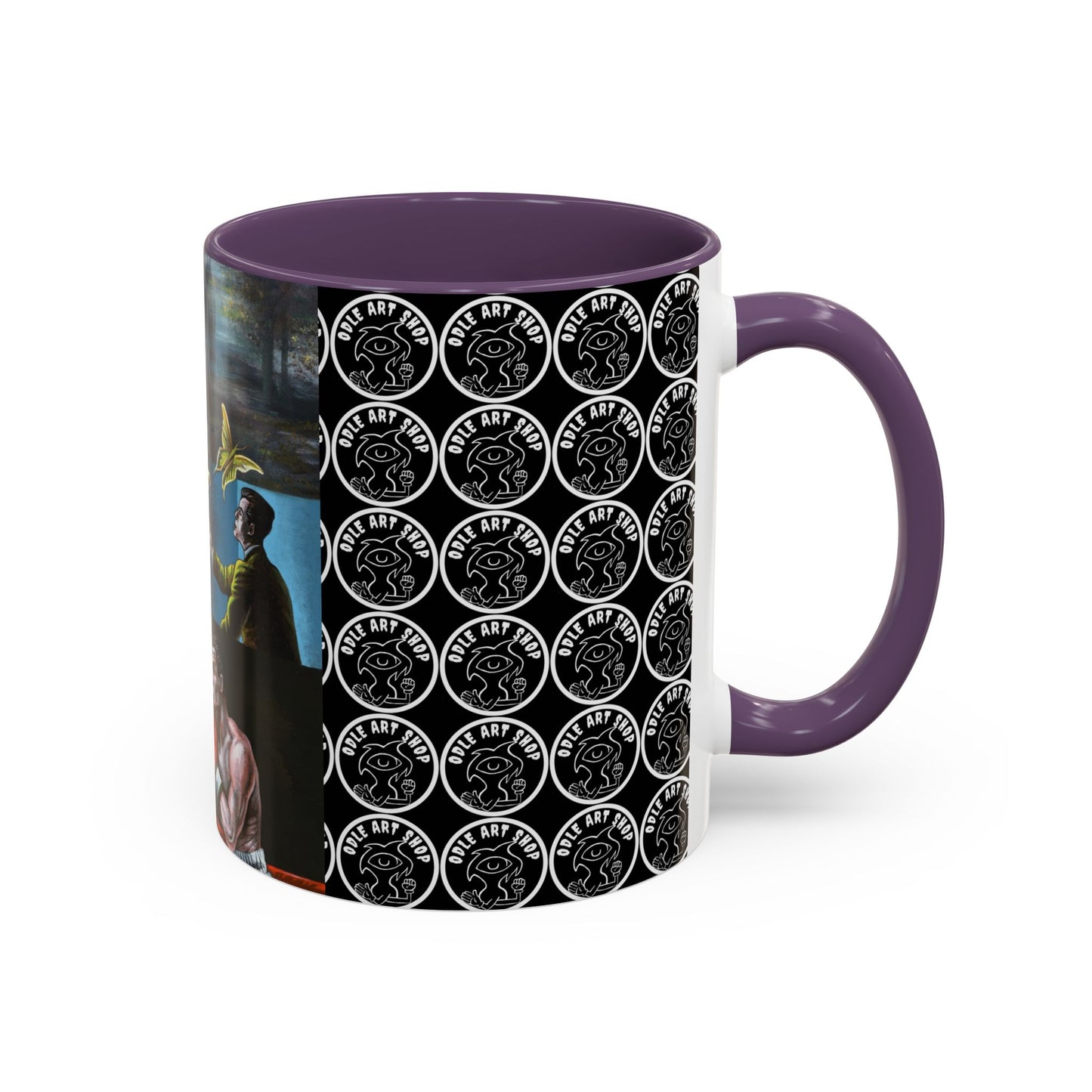 Literary Classics Collage Accent Coffee Mug — Boxing, Butterflies & Dark Forest Art (11/15oz)