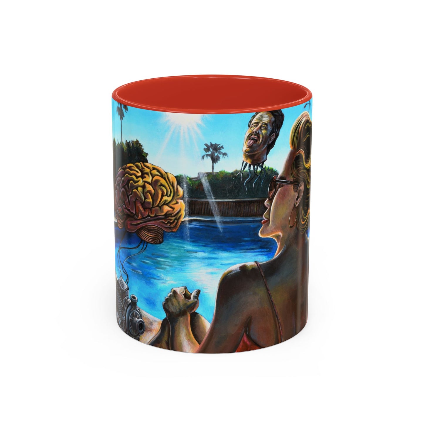 Surreal Poolside Art Coffee Mug — Color Accent 11/15oz