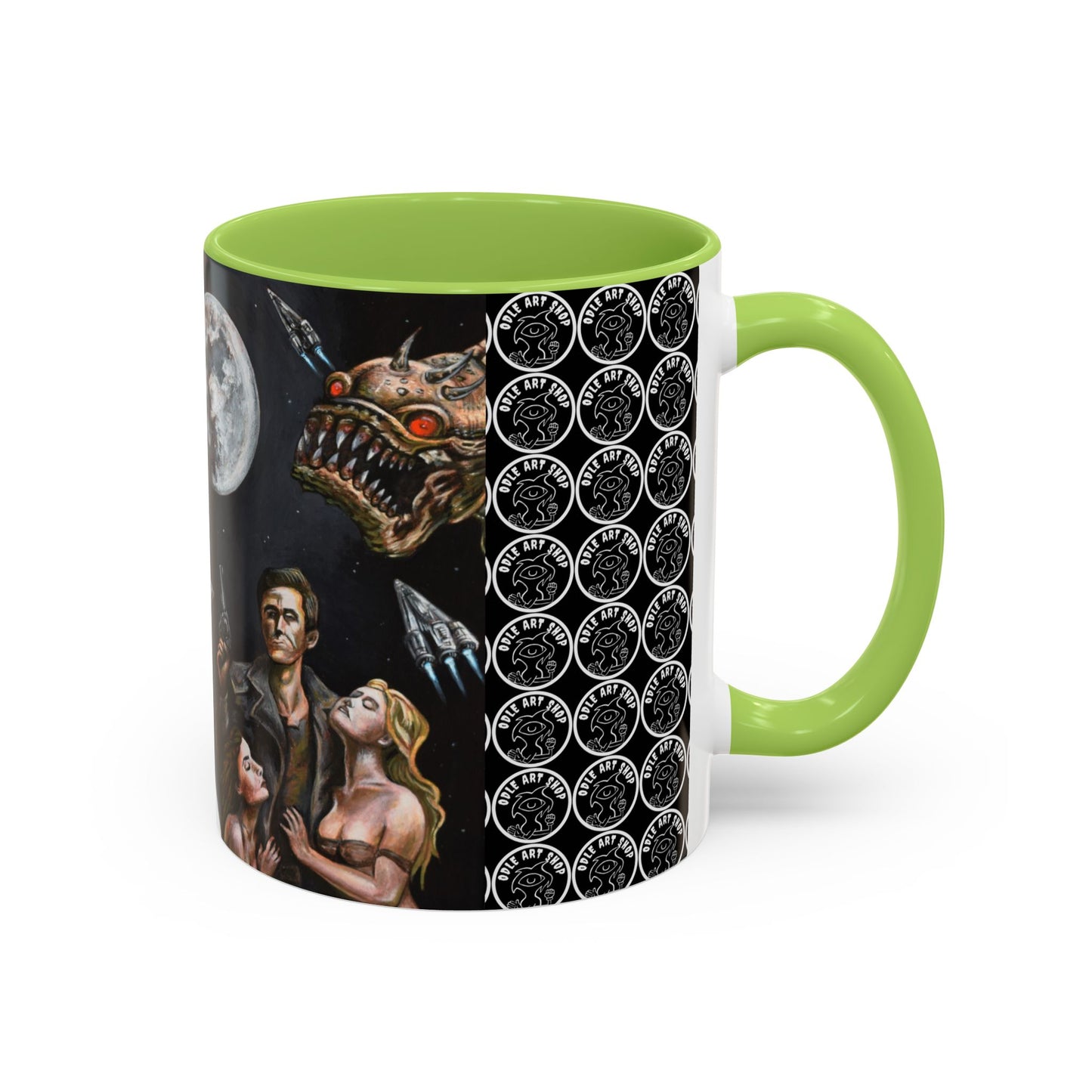 Space Adventure Coffee Mug - Retro Sci‑Fi Crew & Alien Monsters