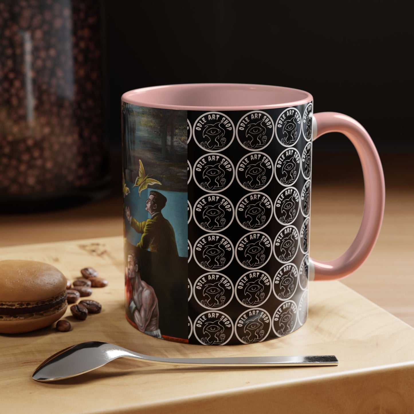 Literary Classics Collage Accent Coffee Mug — Boxing, Butterflies & Dark Forest Art (11/15oz)