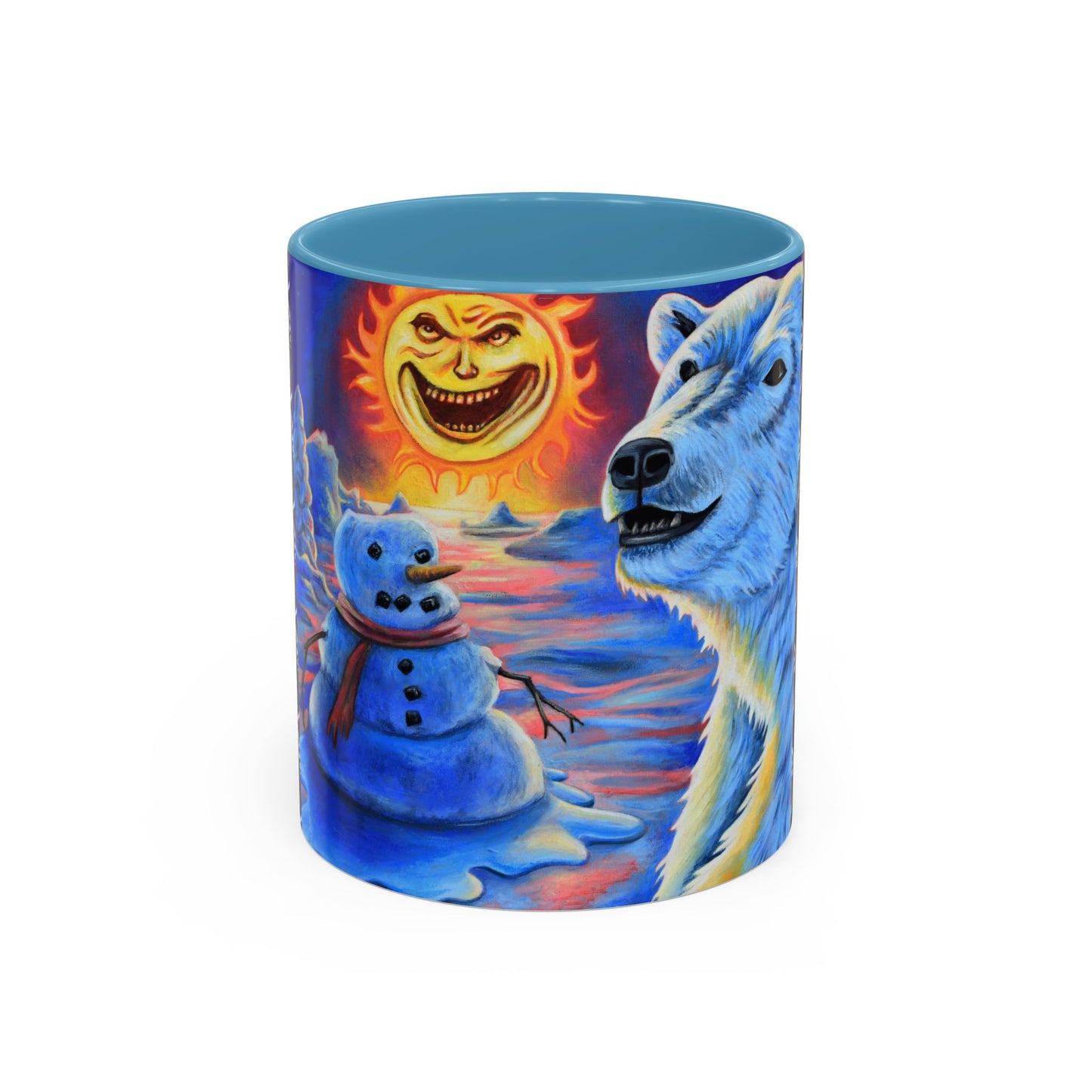 Vibrant Polar Art Coffee Mug | Fun Winter Beverage Cup, Holiday Gift, Unique Decor, Colorful Drinkware, Snowman Design