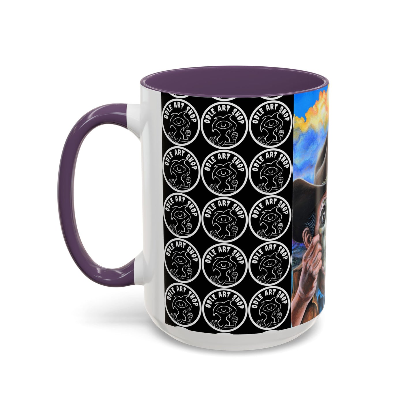 Day of the Dead Accent Coffee Mug, Colorful Skull Design Mug, Halloween Coffee Cup, Unique Art Coffee Mug