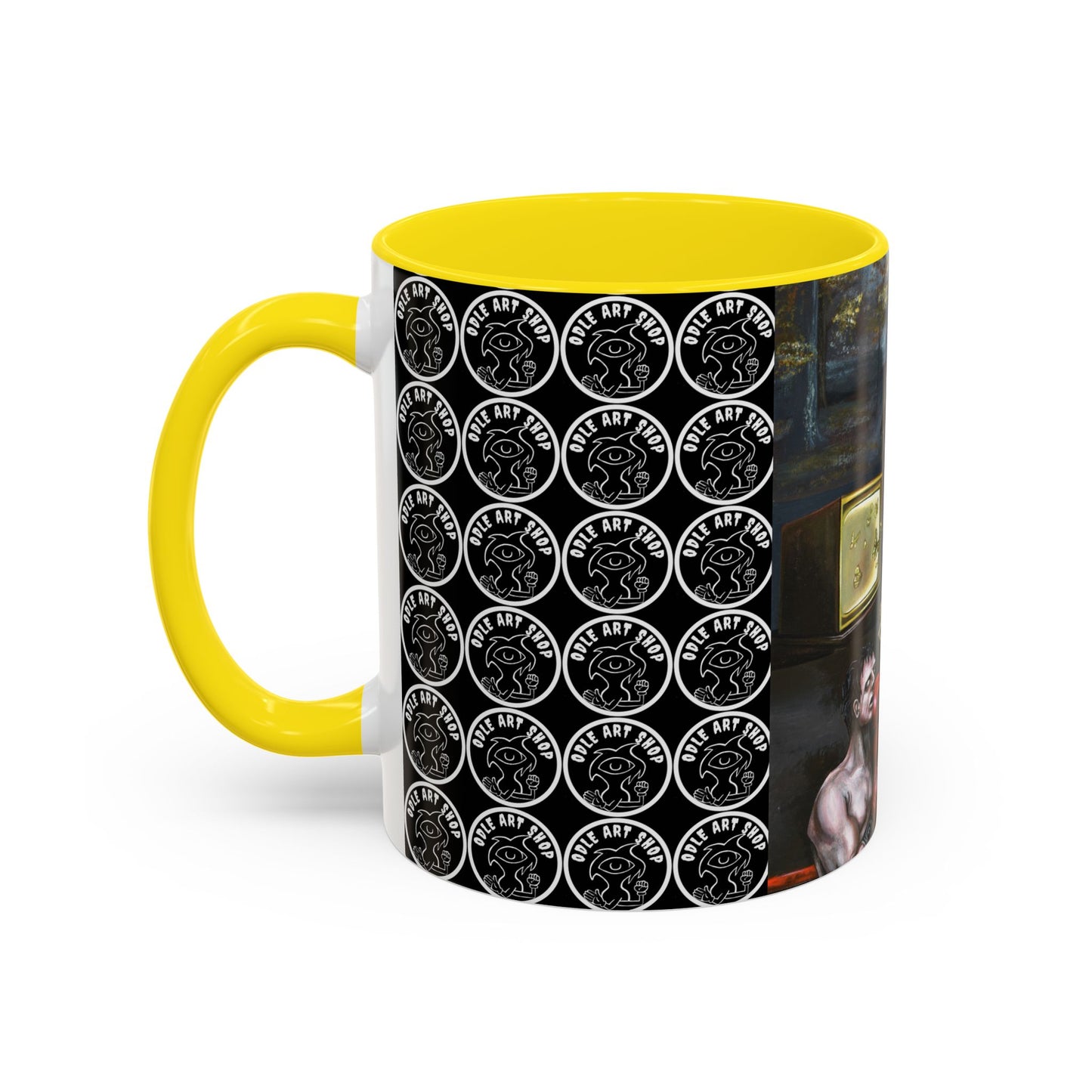 Literary Classics Collage Accent Coffee Mug — Boxing, Butterflies & Dark Forest Art (11/15oz)