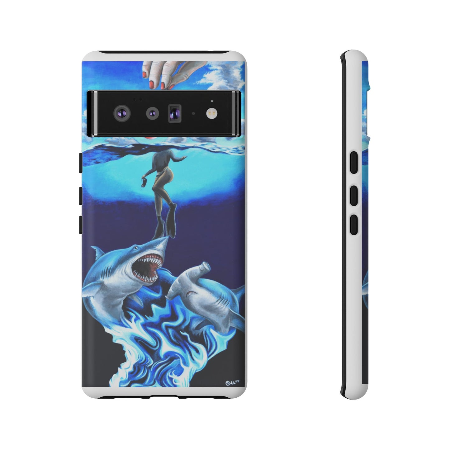 Shark Art Phone Case - Tough Cases, Unique Phone Accessories, Ocean-Inspired Gift, Underwater Art, Fun Phone Cover, Beach Lover Gift