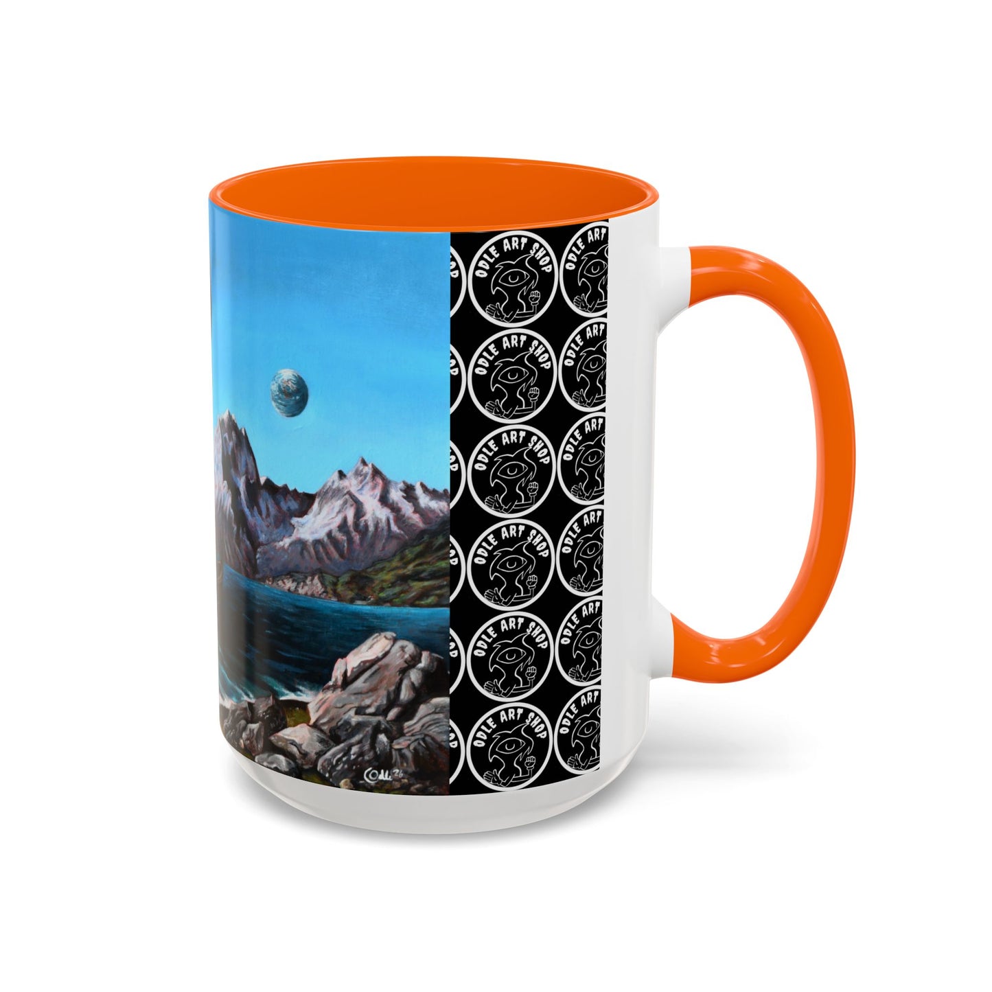 Surreal Sea Monster Accent Coffee Mug — Eyeball Wave Art (11/15oz)
