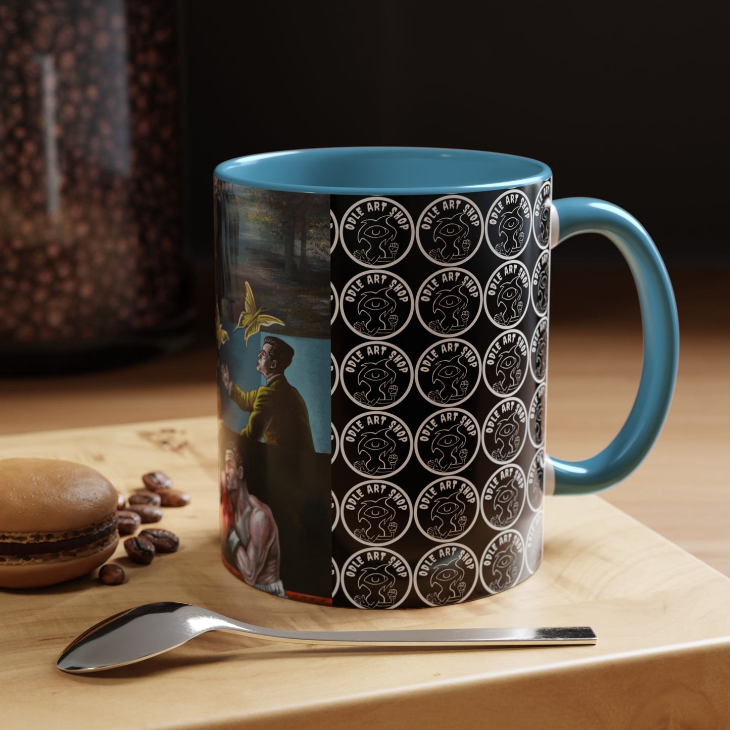 Literary Classics Collage Accent Coffee Mug — Boxing, Butterflies & Dark Forest Art (11/15oz)