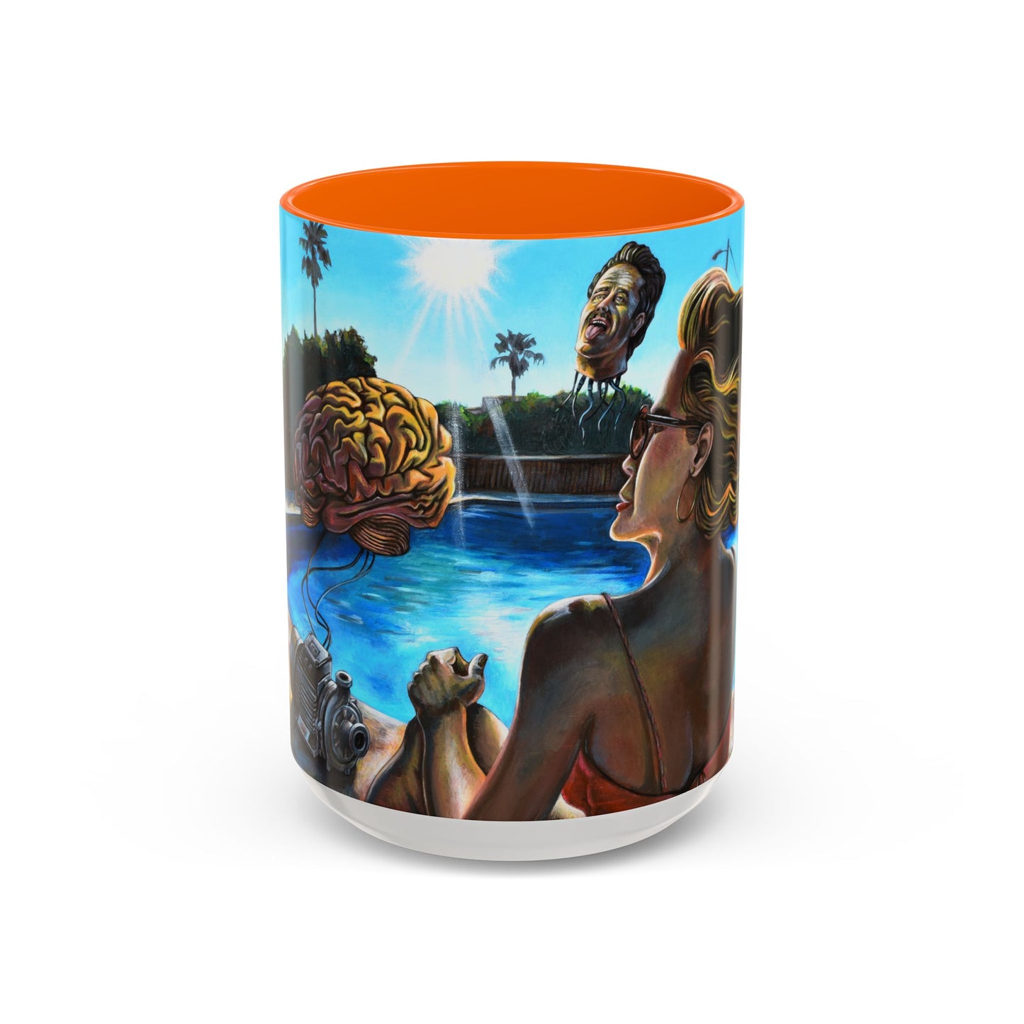 Surreal Poolside Art Coffee Mug — Color Accent 11/15oz