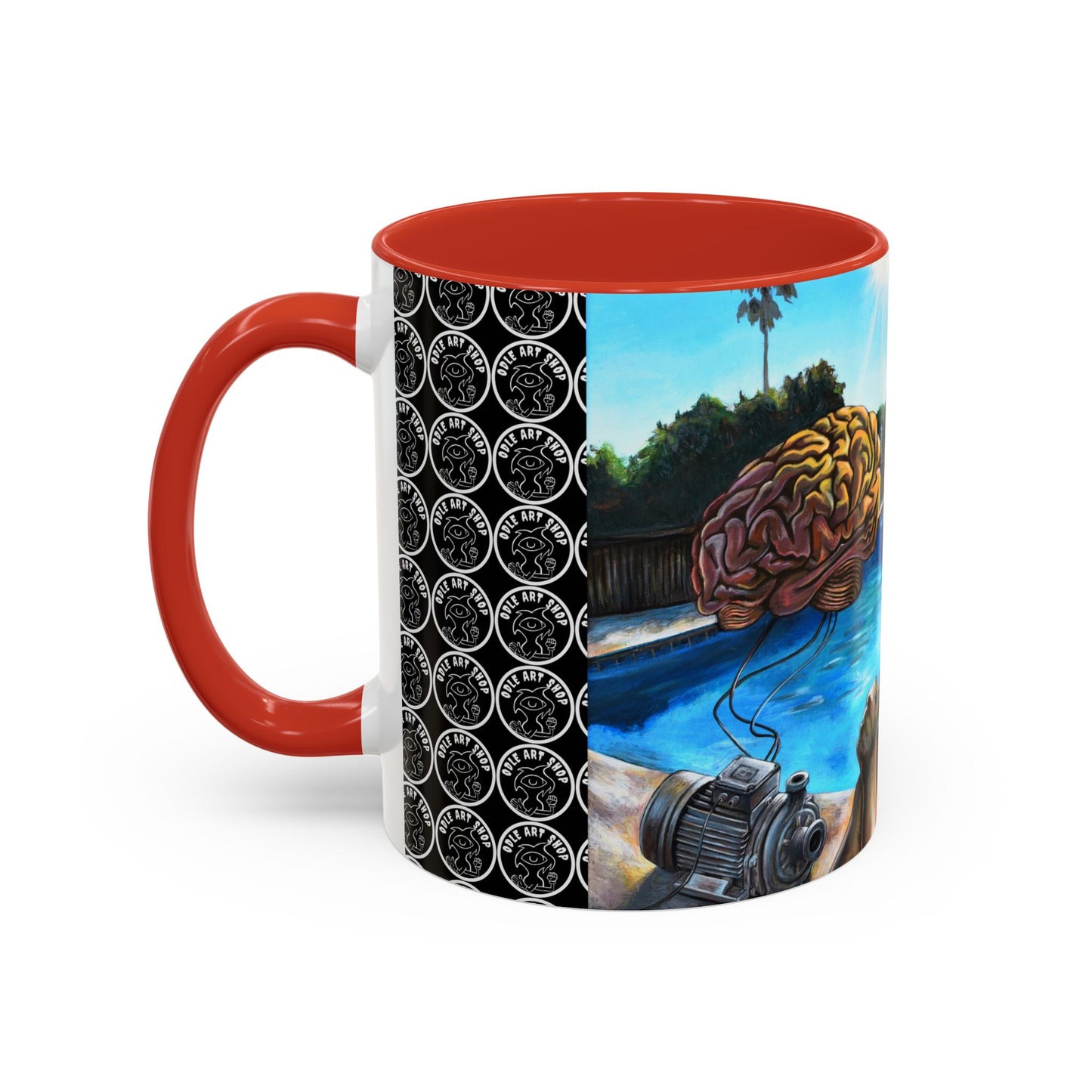 Surreal Poolside Art Coffee Mug — Color Accent 11/15oz