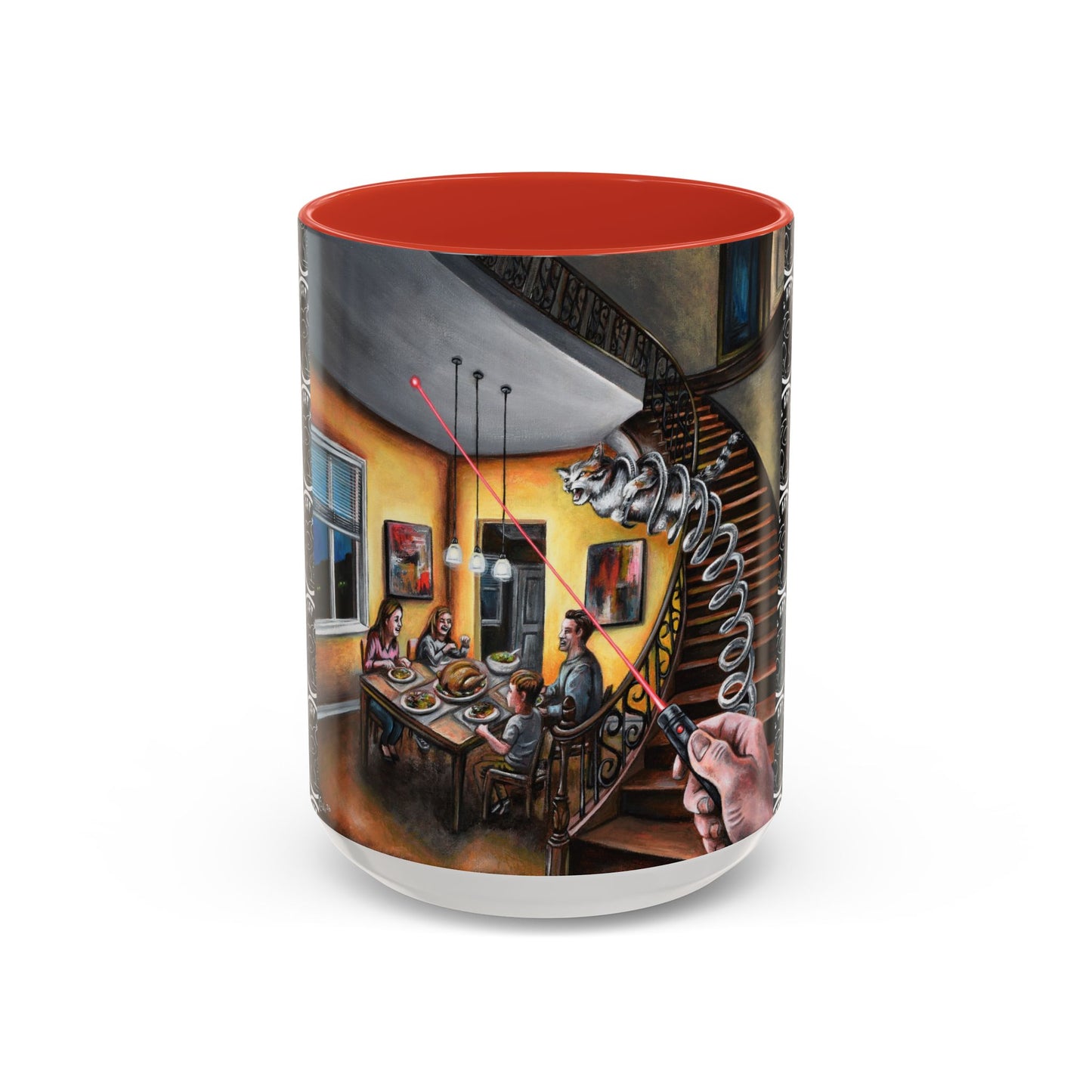 Surreal Dinner Party Accent Coffee Mug — Whimsical Art Coffee Cup (11/15oz)