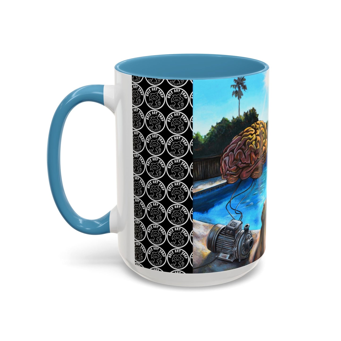 Surreal Poolside Art Coffee Mug — Color Accent 11/15oz