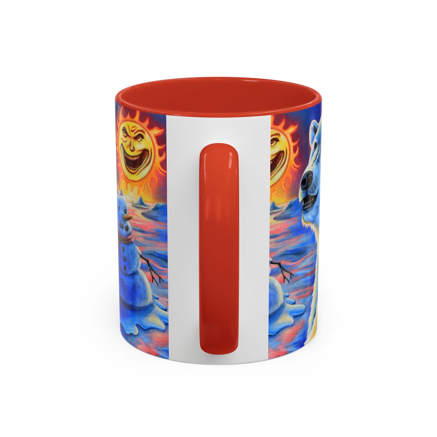Vibrant Polar Art Coffee Mug | Fun Winter Beverage Cup, Holiday Gift, Unique Decor, Colorful Drinkware, Snowman Design