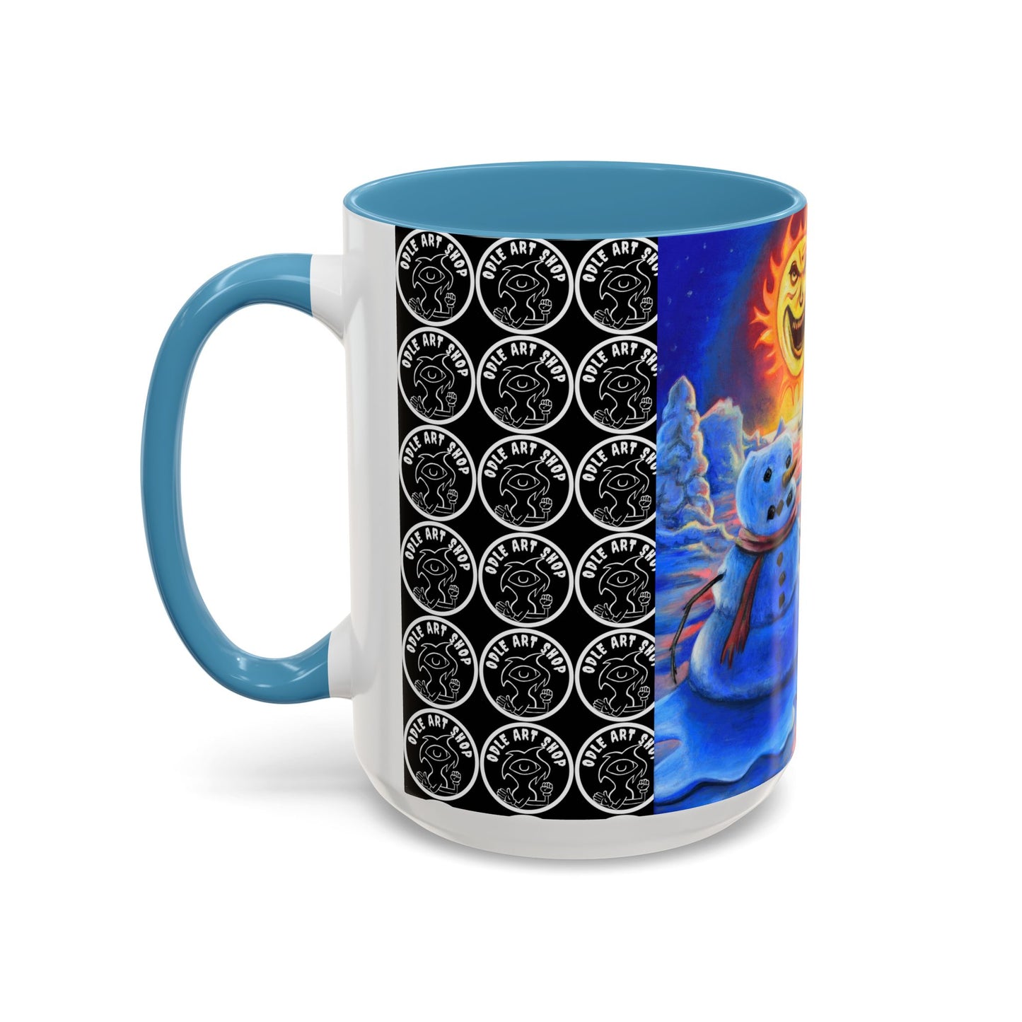 Vibrant Polar Art Coffee Mug | Fun Winter Beverage Cup, Holiday Gift, Unique Decor, Colorful Drinkware, Snowman Design