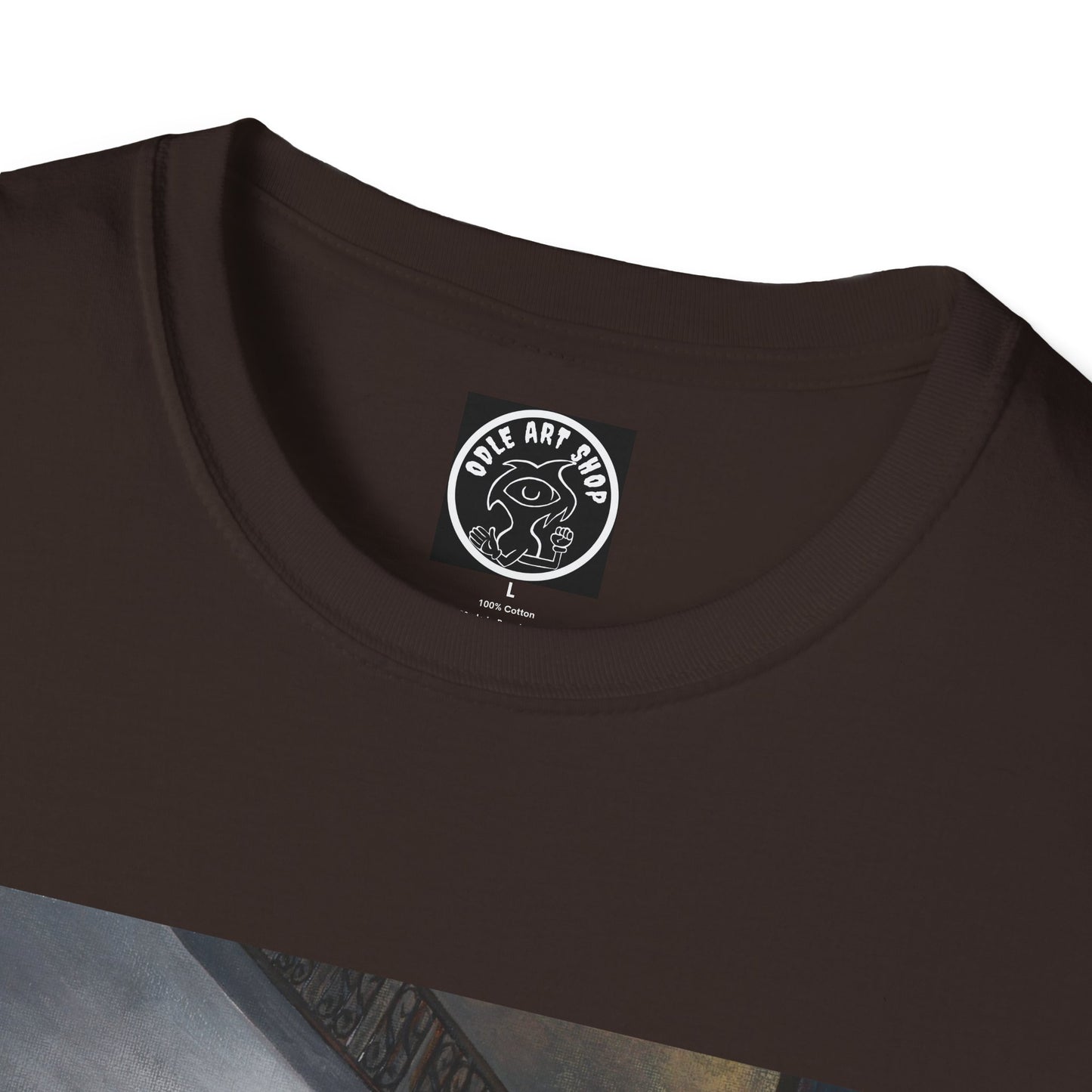 Surreal Spiral Staircase Art T-Shirt — Hand-Painted Room Scene Graphic Tee