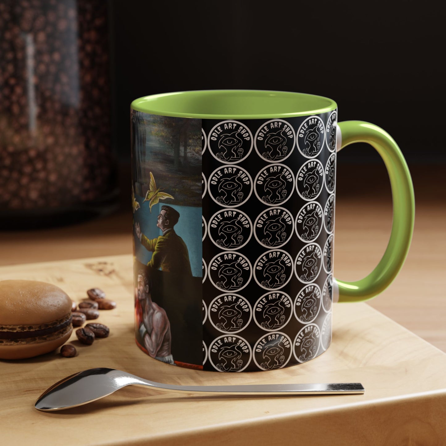 Literary Classics Collage Accent Coffee Mug — Boxing, Butterflies & Dark Forest Art (11/15oz)