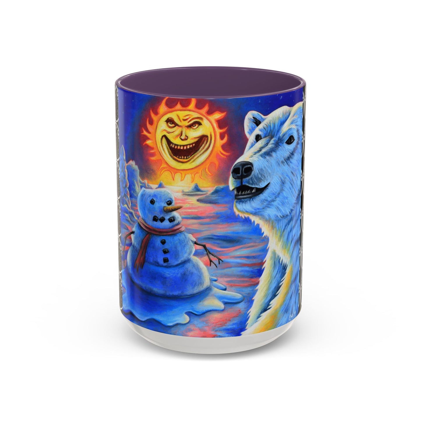 Vibrant Polar Art Coffee Mug | Fun Winter Beverage Cup, Holiday Gift, Unique Decor, Colorful Drinkware, Snowman Design