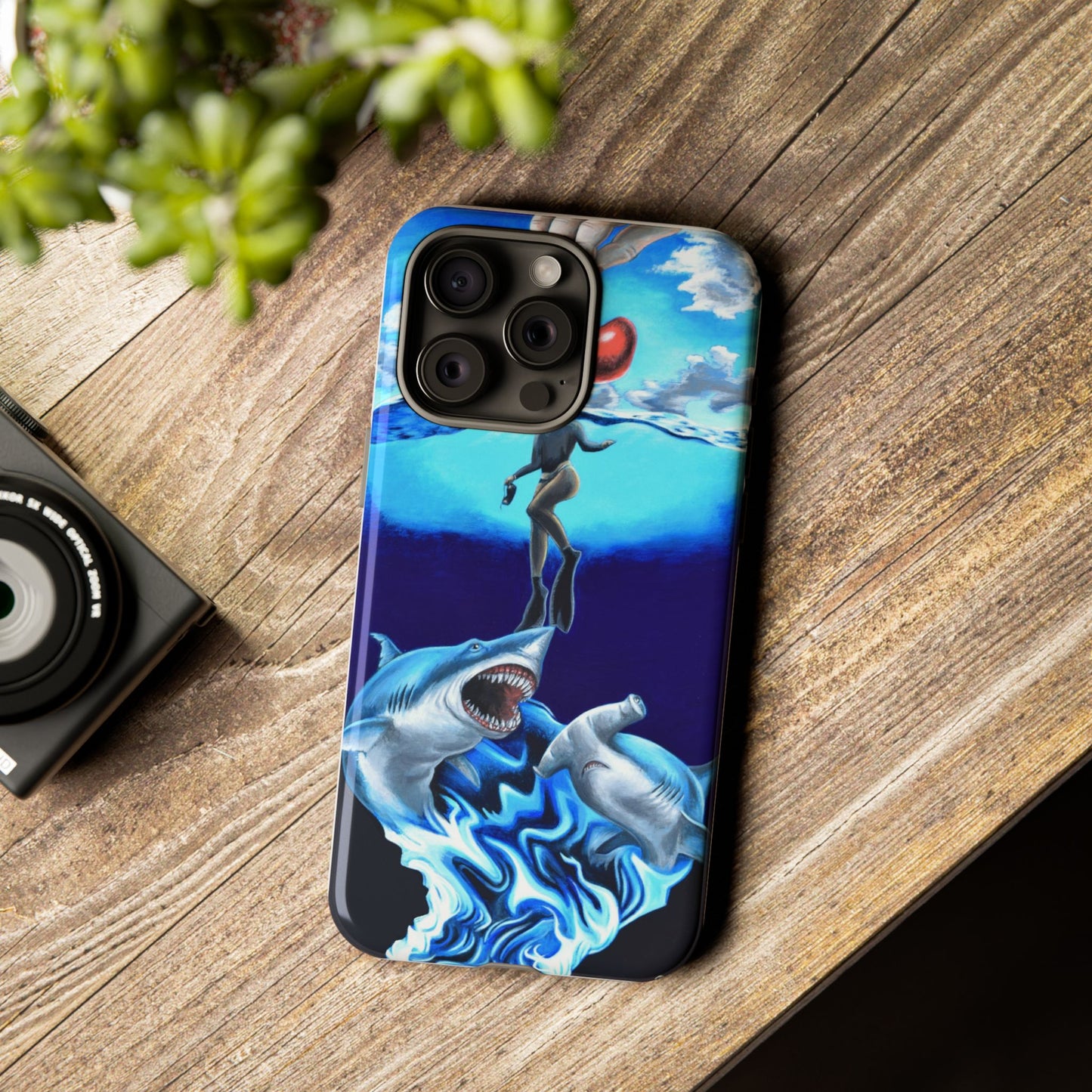 Shark Art Phone Case - Tough Cases, Unique Phone Accessories, Ocean-Inspired Gift, Underwater Art, Fun Phone Cover, Beach Lover Gift