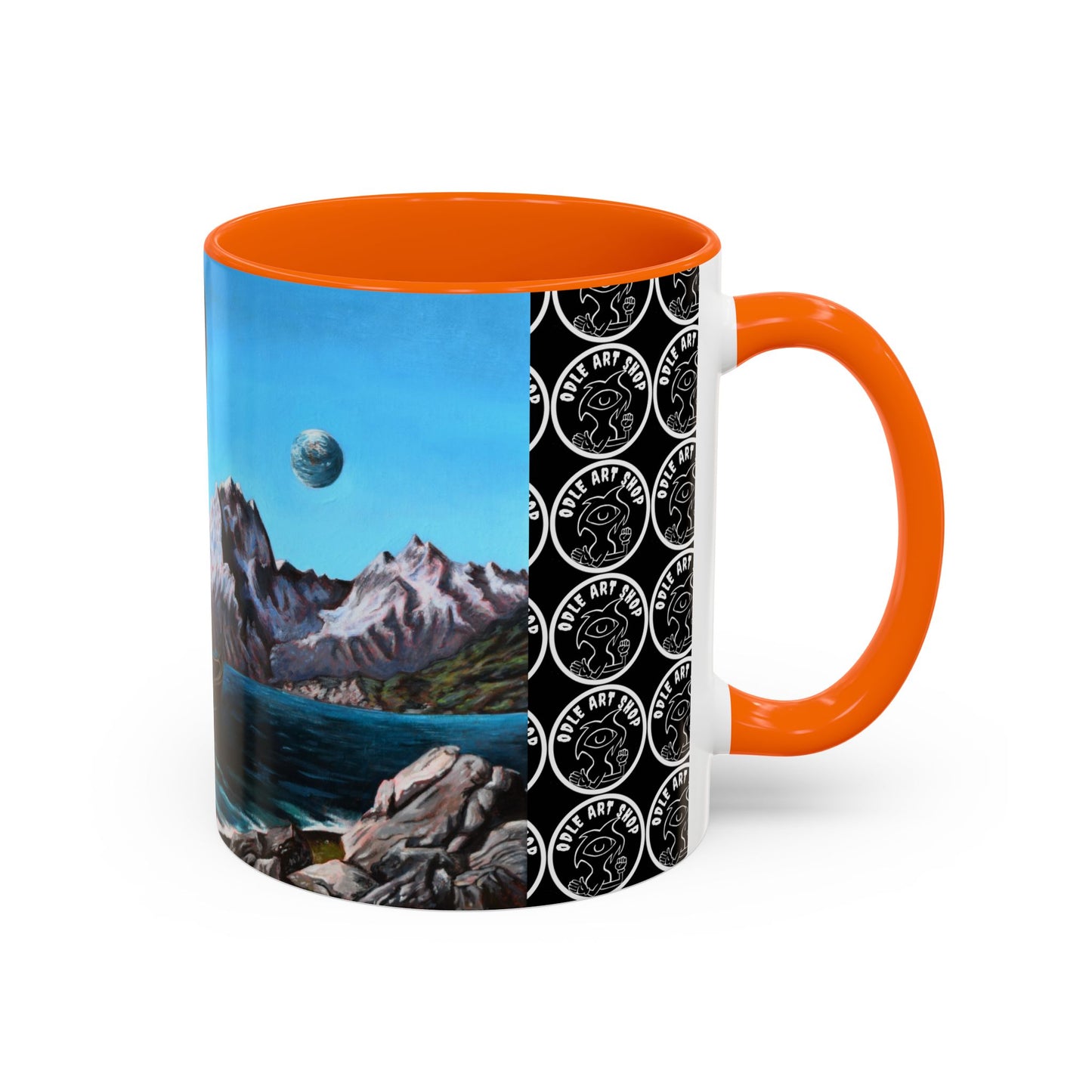Surreal Sea Monster Accent Coffee Mug — Eyeball Wave Art (11/15oz)