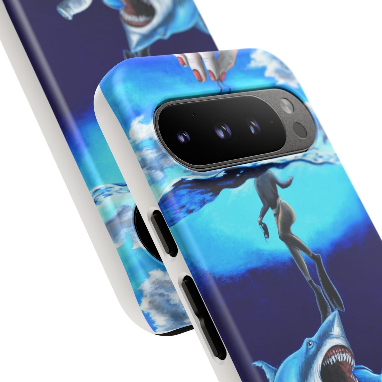 Shark Art Phone Case - Tough Cases, Unique Phone Accessories, Ocean-Inspired Gift, Underwater Art, Fun Phone Cover, Beach Lover Gift