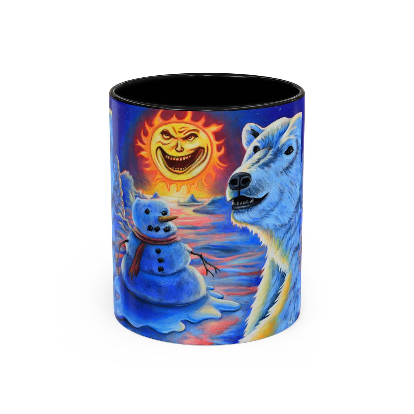 Vibrant Polar Art Coffee Mug | Fun Winter Beverage Cup, Holiday Gift, Unique Decor, Colorful Drinkware, Snowman Design