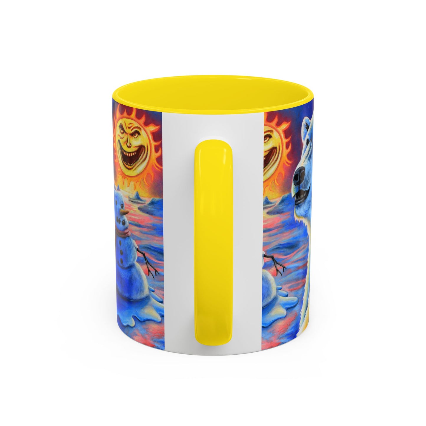 Vibrant Polar Art Coffee Mug | Fun Winter Beverage Cup, Holiday Gift, Unique Decor, Colorful Drinkware, Snowman Design