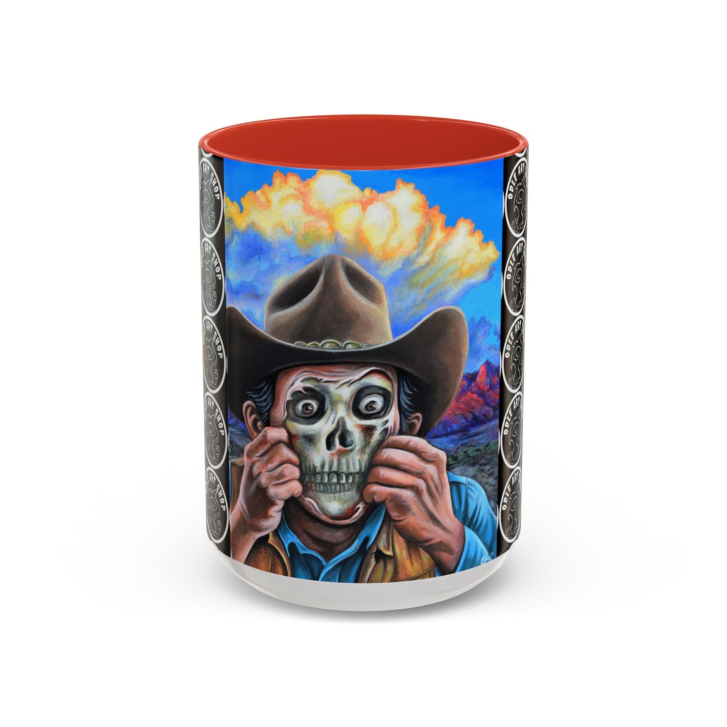 Day of the Dead Accent Coffee Mug, Colorful Skull Design Mug, Halloween Coffee Cup, Unique Art Coffee Mug