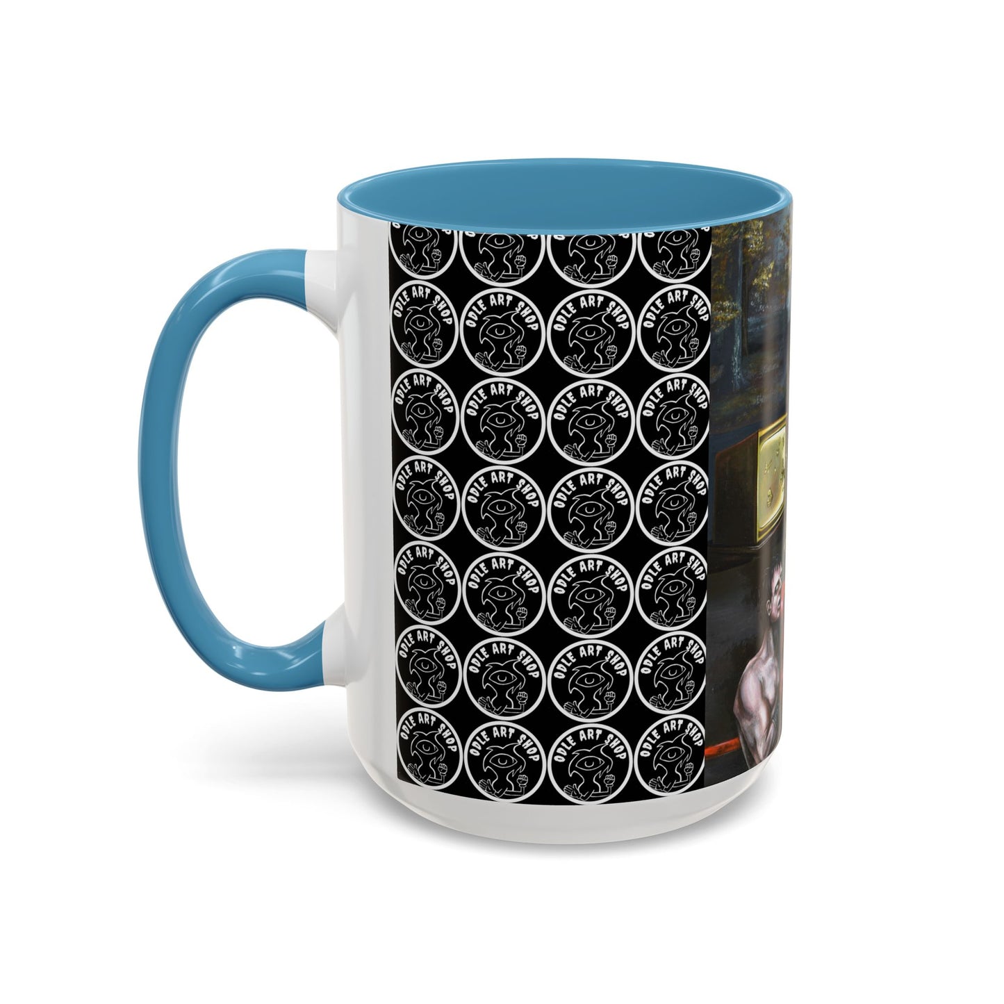 Literary Classics Collage Accent Coffee Mug — Boxing, Butterflies & Dark Forest Art (11/15oz)