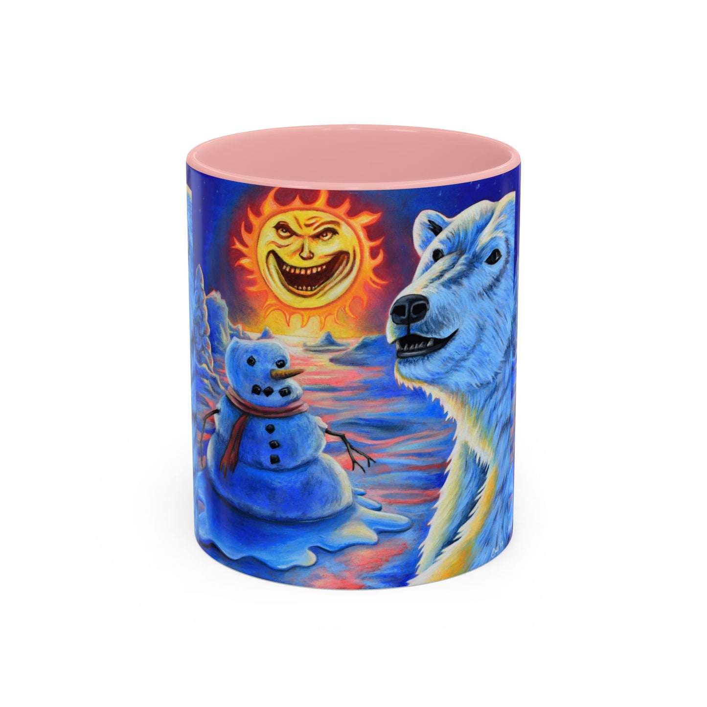 Vibrant Polar Art Coffee Mug | Fun Winter Beverage Cup, Holiday Gift, Unique Decor, Colorful Drinkware, Snowman Design