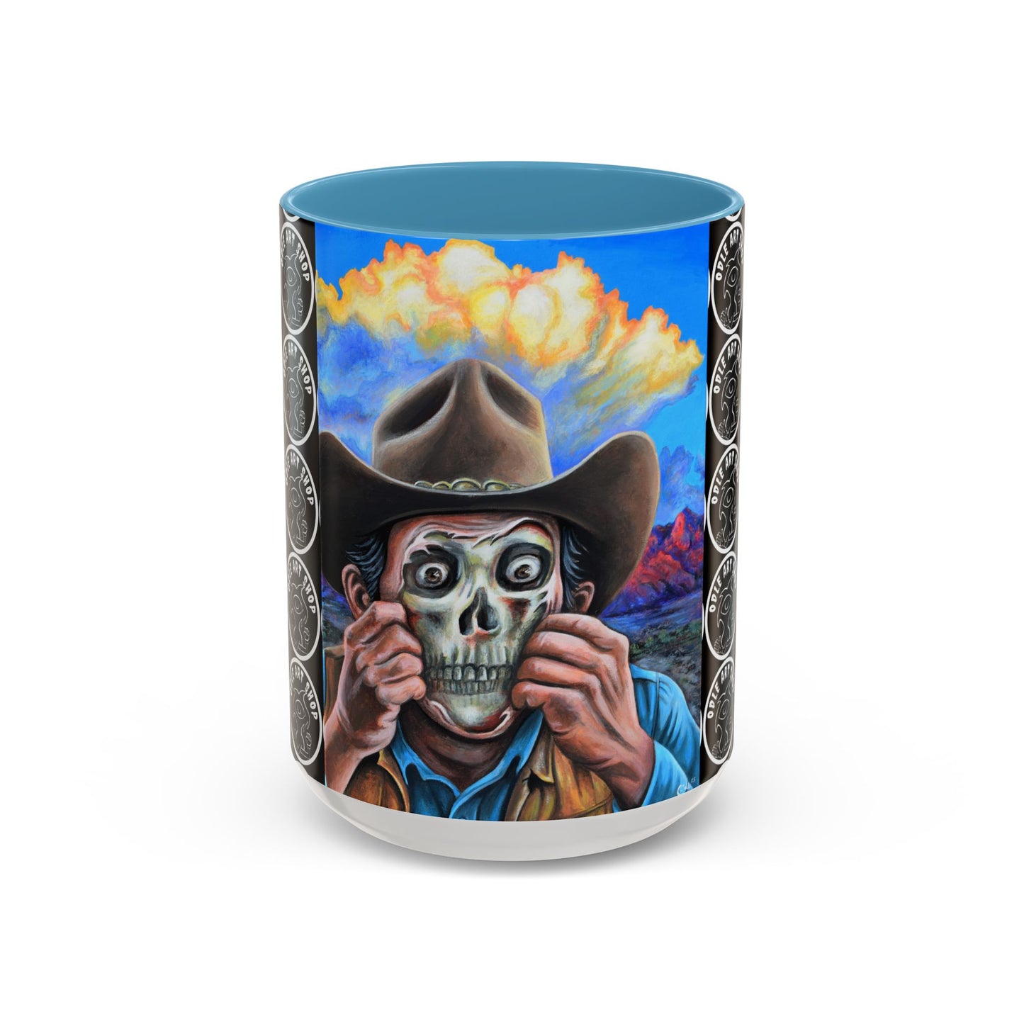 Day of the Dead Accent Coffee Mug, Colorful Skull Design Mug, Halloween Coffee Cup, Unique Art Coffee Mug
