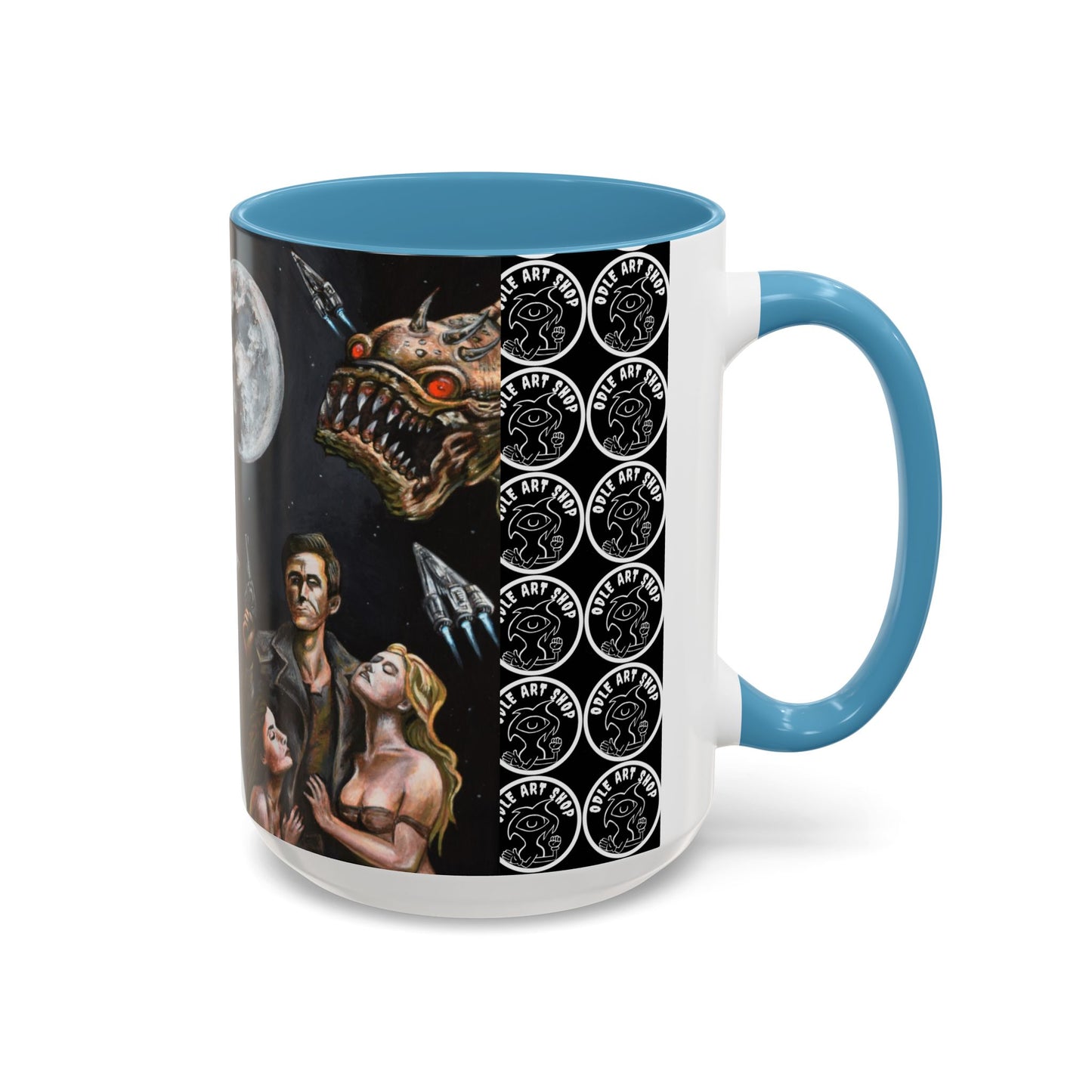 Space Adventure Coffee Mug - Retro Sci‑Fi Crew & Alien Monsters