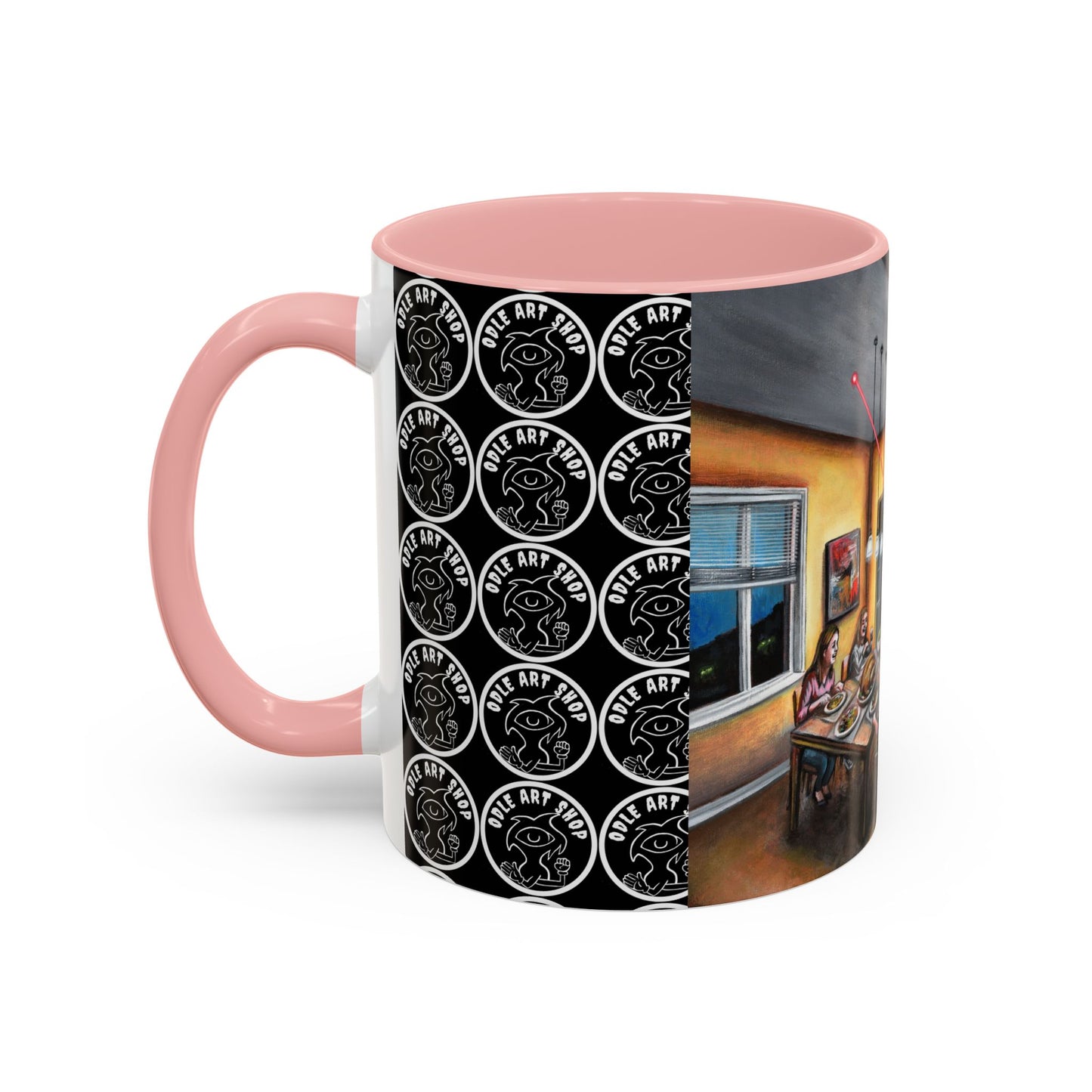 Surreal Dinner Party Accent Coffee Mug — Whimsical Art Coffee Cup (11/15oz)