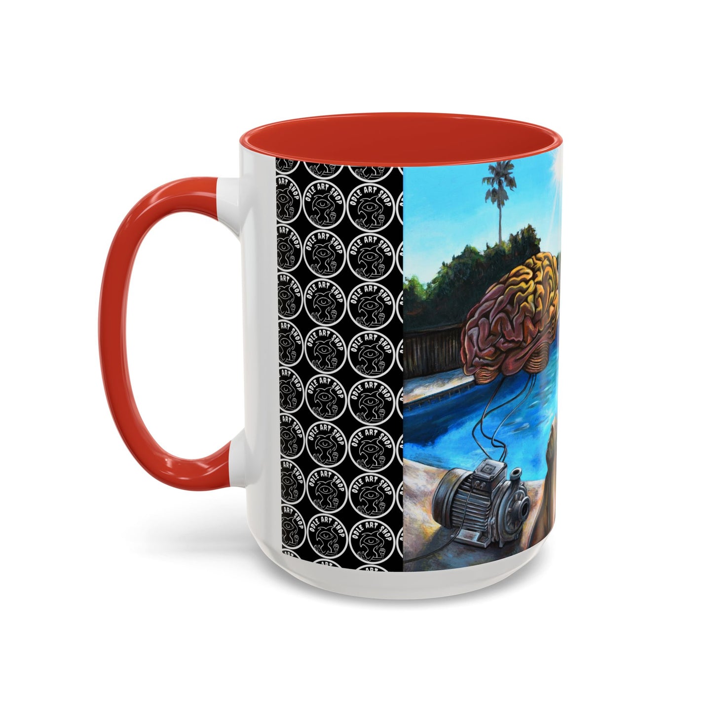 Surreal Poolside Art Coffee Mug — Color Accent 11/15oz