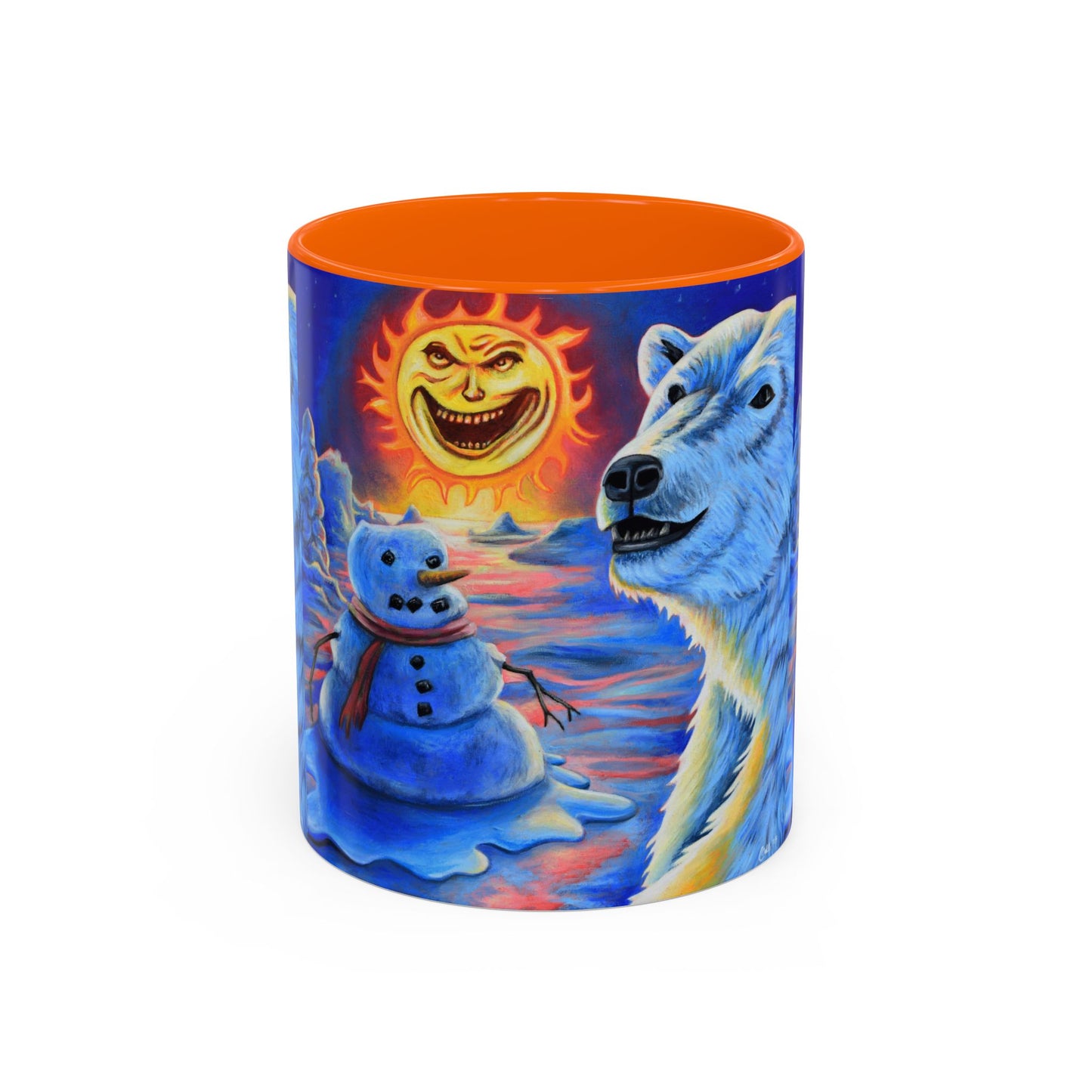 Vibrant Polar Art Coffee Mug | Fun Winter Beverage Cup, Holiday Gift, Unique Decor, Colorful Drinkware, Snowman Design