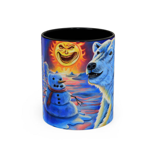 Vibrant Polar Art Coffee Mug | Fun Winter Beverage Cup, Holiday Gift, Unique Decor, Colorful Drinkware, Snowman Design