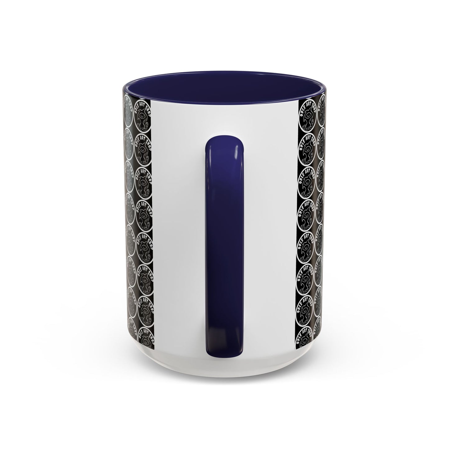 Smiley Mask Art Coffee Mug — Surreal Portrait Accent 11/15oz
