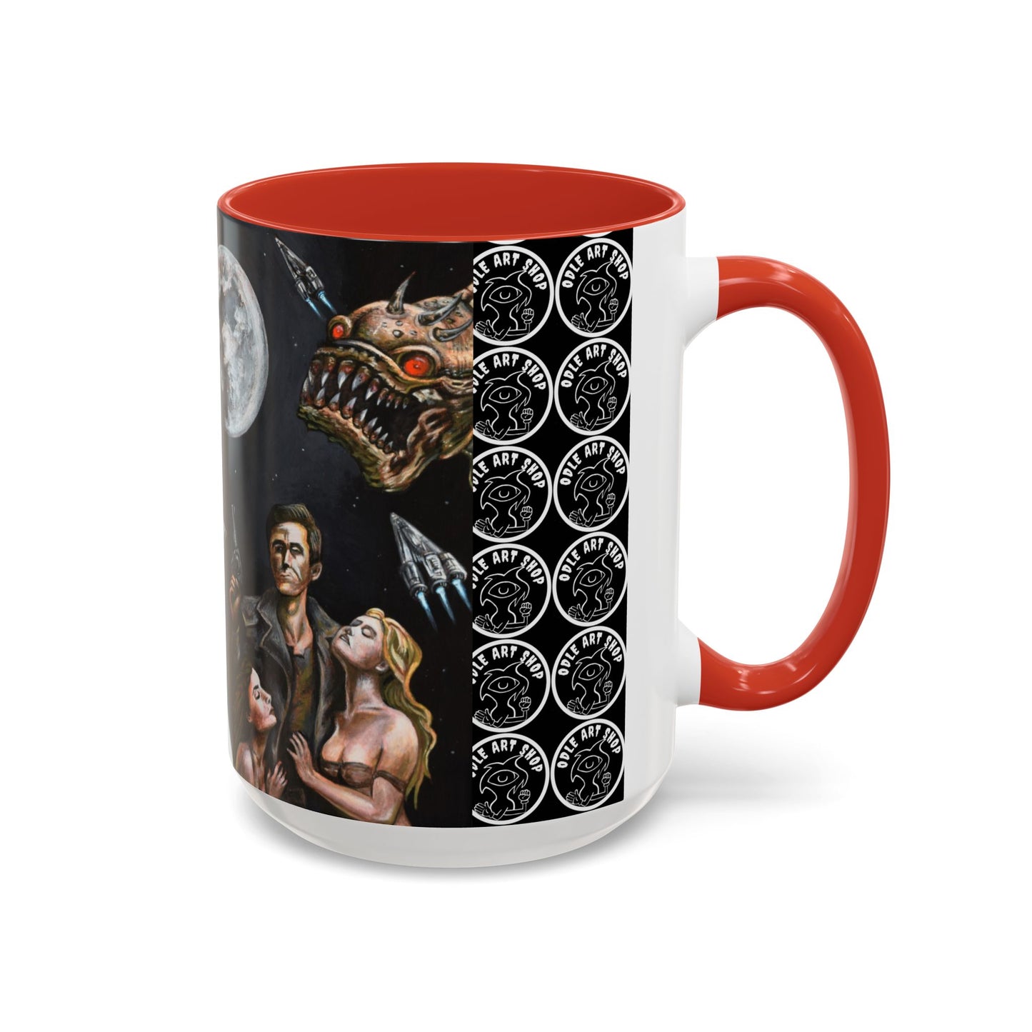Space Adventure Coffee Mug - Retro Sci‑Fi Crew & Alien Monsters