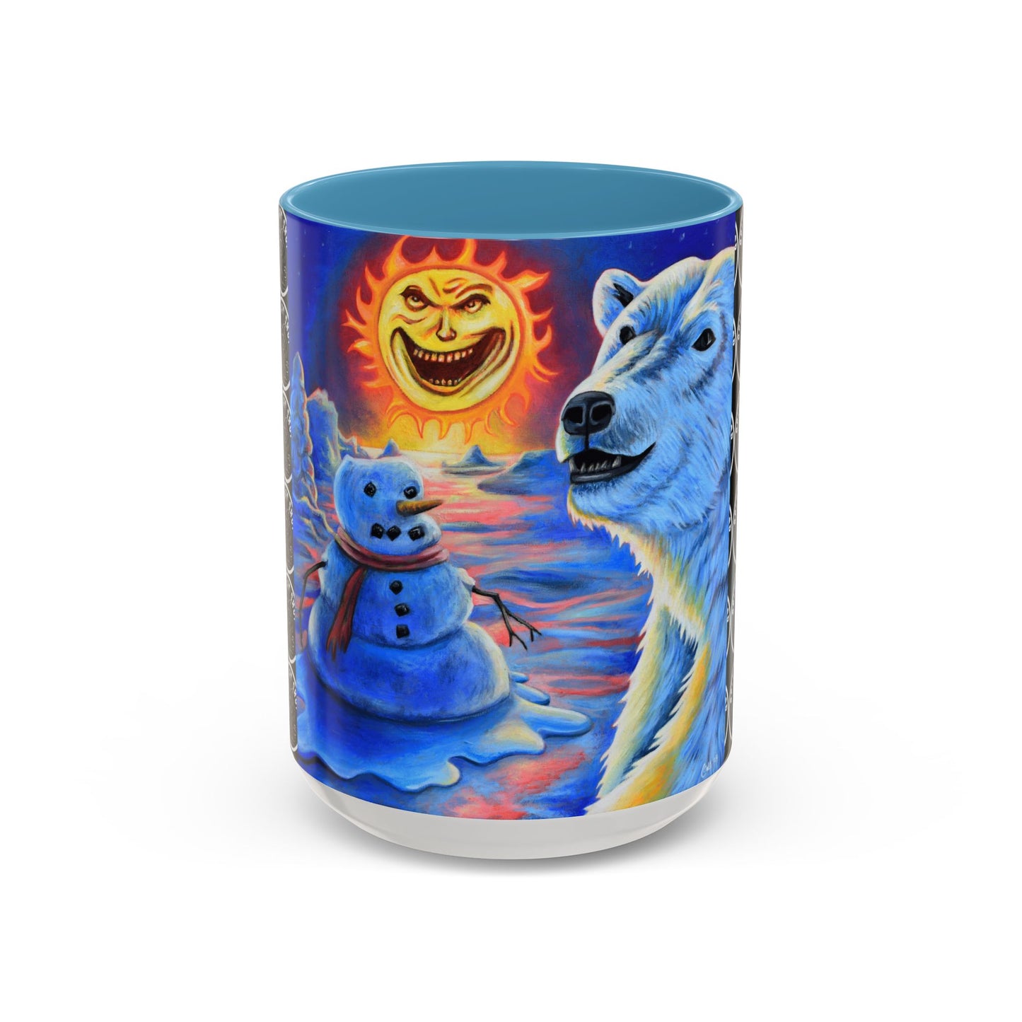 Vibrant Polar Art Coffee Mug | Fun Winter Beverage Cup, Holiday Gift, Unique Decor, Colorful Drinkware, Snowman Design