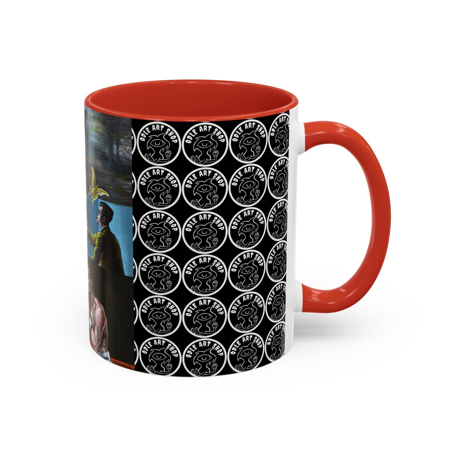 Literary Classics Collage Accent Coffee Mug — Boxing, Butterflies & Dark Forest Art (11/15oz)