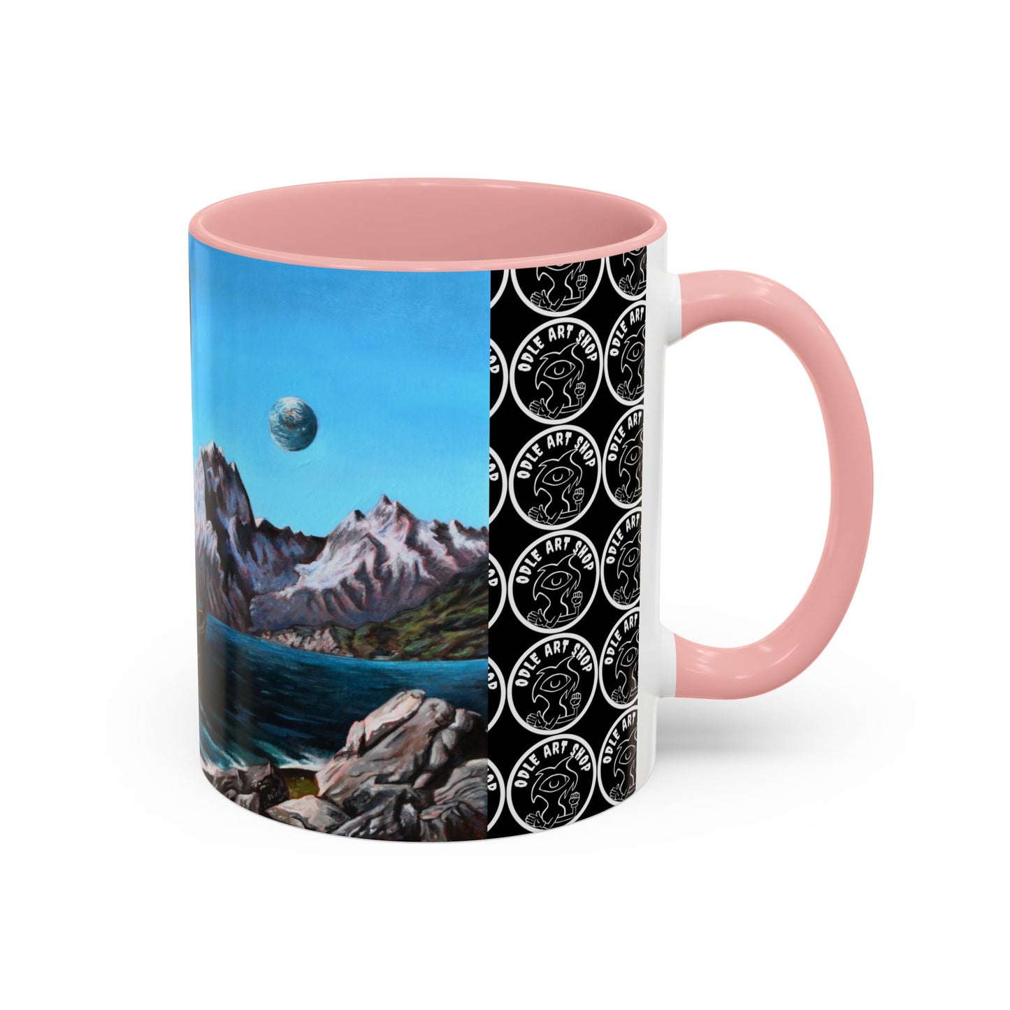 Surreal Sea Monster Accent Coffee Mug — Eyeball Wave Art (11/15oz)