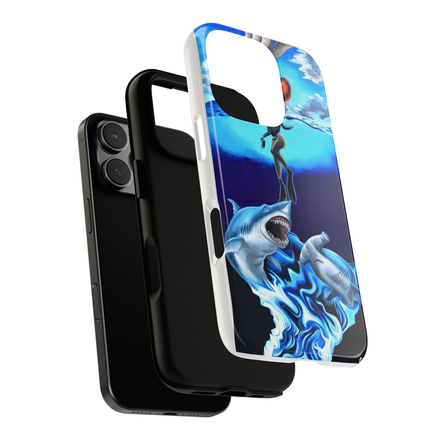 Shark Art Phone Case - Tough Cases, Unique Phone Accessories, Ocean-Inspired Gift, Underwater Art, Fun Phone Cover, Beach Lover Gift