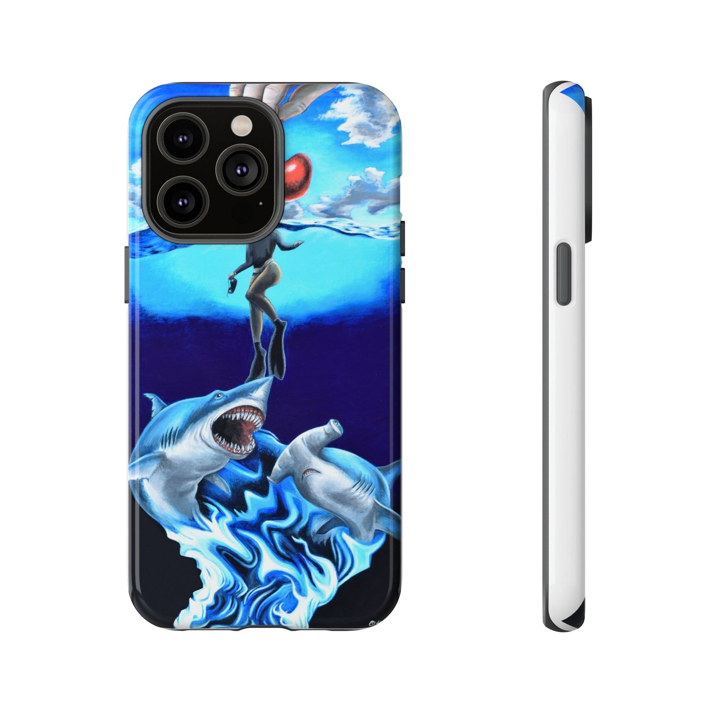 Shark Art Phone Case - Tough Cases, Unique Phone Accessories, Ocean-Inspired Gift, Underwater Art, Fun Phone Cover, Beach Lover Gift